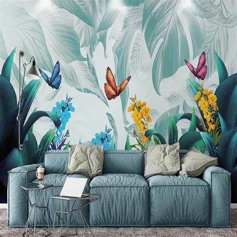 Photo Wallpaper Hand Painted Tropical Plants 3d Mural