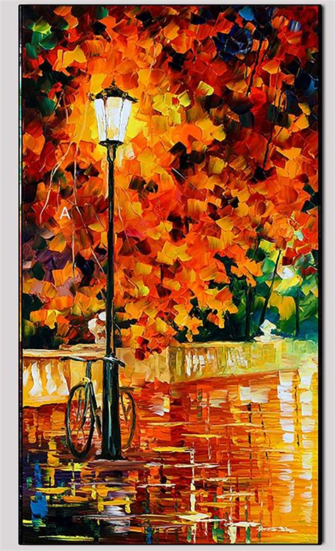 Abstract Oil Painting Print Autumn Trees Maple Poster Gorgeous Color
