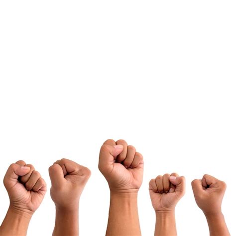 Premium Photo Hand Fists Up In The Air Isolated In White Background