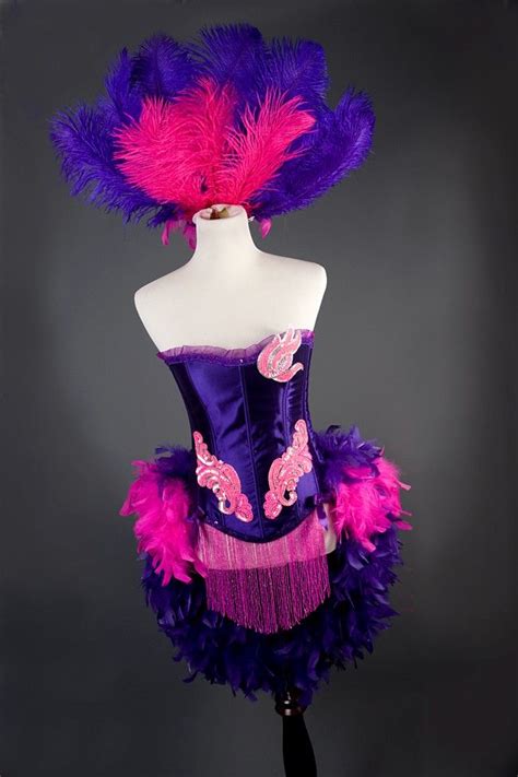 Burlesque Moulin Vegas Showgirl Feather Corset Costume Lola