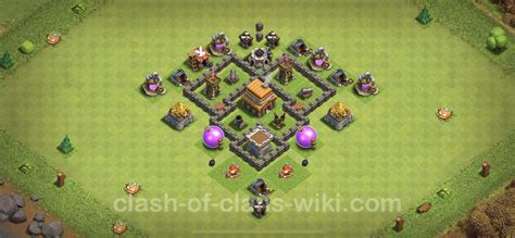 Trophy Defense Base Th4 With Link Anti Everything Clash Of Clans