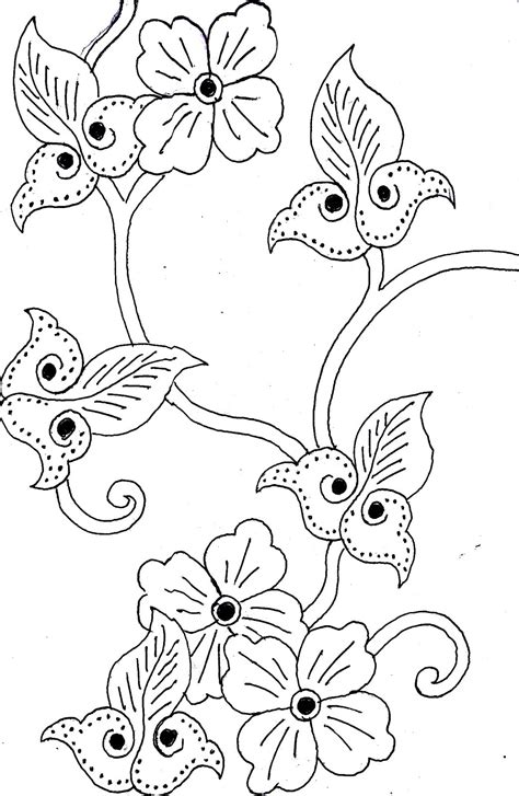 Gambar Sketsa Batik Bunga Simple Kataa