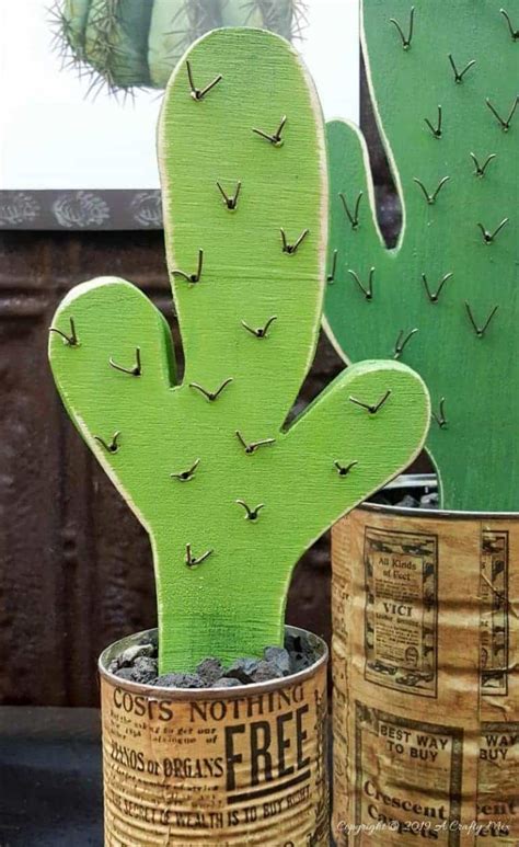 Easy Diy Wooden Cacti Wooden Diy Diy Home Decor Easy Cactus Craft