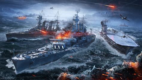 Video Games World Of Warships Video Game Art War Vehicle Fire Hd