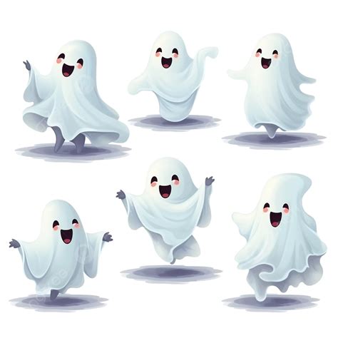Halloween Cute Ghost Character Collection Cartoon Set Illustration