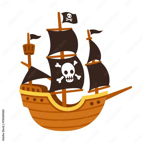 Pirate Ship Cartoon Stock Vector Adobe Stock