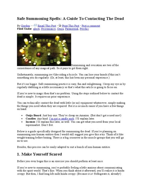 Safe Summoning Spells A Guide To Contacting The Dead Pdf Paranormal