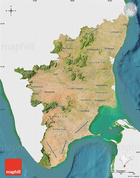 Physical Map Of Tamil Nadu Single Color Outside Images And Photos Finder