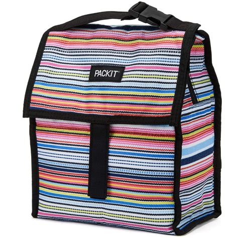 New Packit Freeze And Go Blanket Stripe Personal Cooler Lunch Bag Pack It