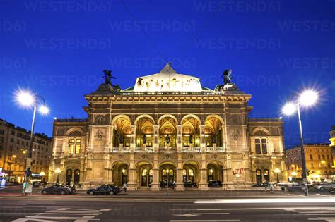 Austria Vienna Opera House At Blue Hour Stock Photo
