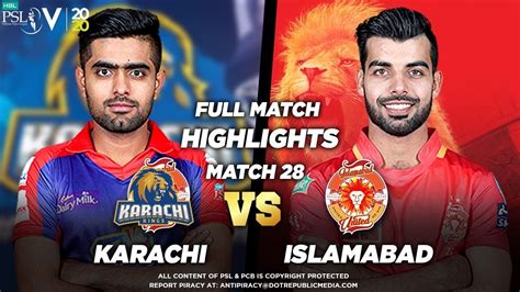 Islamabad United Vs Karachi Kings Full Match Highlights Match 28