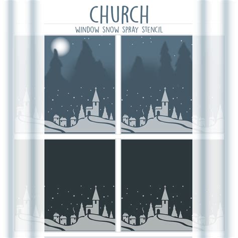 Church Window Snow Spray Stencil For A Snowy Christmas Scene On Your
