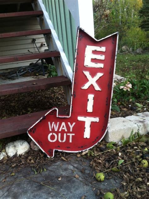 3d Large Exit Way Out Metal Letter Sign Home Theater Cinema Vintage