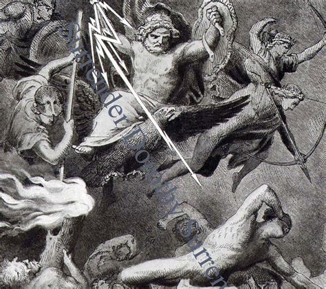 Battle Gods And Giants 1908 Edwardian Engraving By Surrenderdorothy