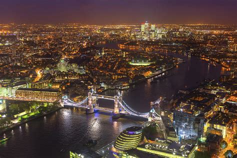 Aerial View Of London At Night By Chrishepburn