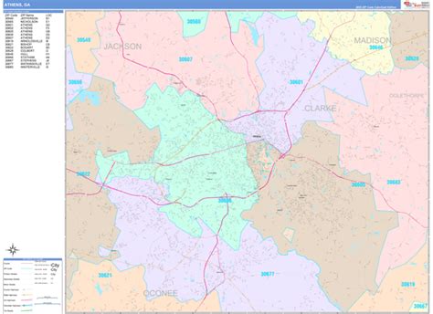 Athens Georgia Wall Map Color Cast Style By Marketmaps Mapsales