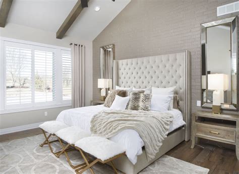 The room boasts tiles walls and floors. Traditional Style Beige Bedroom | Beige bedroom decor ...
