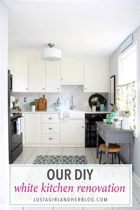 Many of the latest small kitchen designs have open shelving in place. Our DIY White Kitchen Renovation: The Reveal! - Just a Girl and Her Blog
