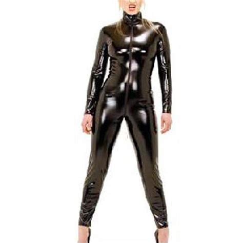 Buy Wonder Pretty Catwomen Jumpsuit Wetlook Bodysuit Open Bust Crotchless Faux Leather Catsuit