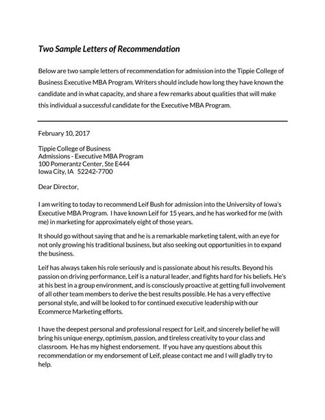 Free Letter Of Recommendation Templates Word Pdf