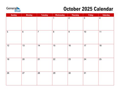 October 2025 Calendar Pdf Word Excel