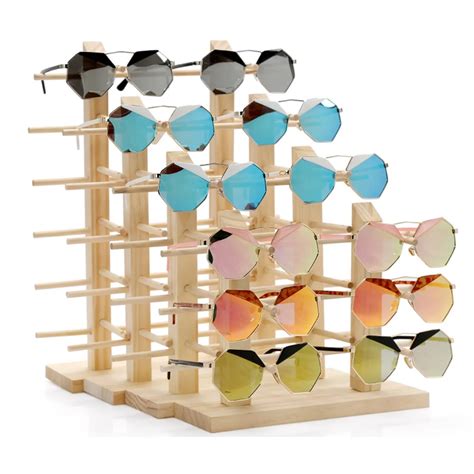 Durable Wooden Sunglasses Eye Glasses Display Rack Stand Holder