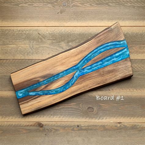 River Board Blue Live Edge Epoxy Resin Cutting Board Etsy