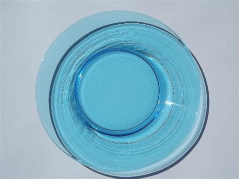 12 Antique Aqua Blue Color Glass Salad Plates Vintage Imperial Glass