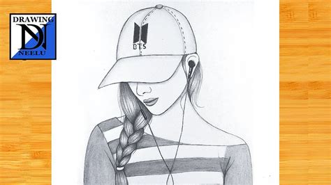 How To Draw Girl Wearing A Cap Girl With Cap Pencil Sketch For