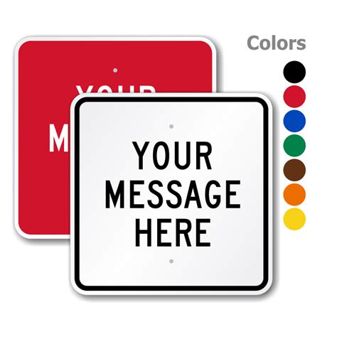 Custom Square Sign Template Available In 7 Different Colors Sku K