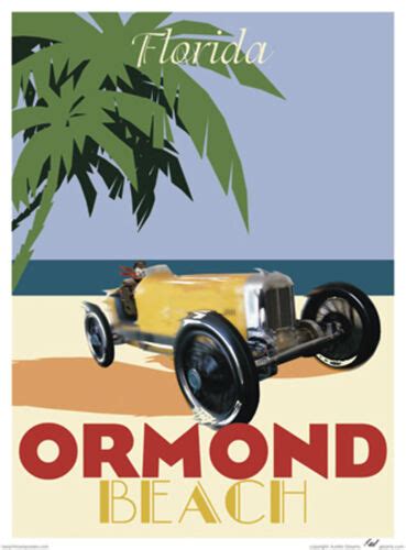 Ormond Beach Florida Vintage Art Deco Style Travel Poster By Aurelio