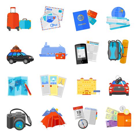 Vacation Travel Icons Set Flat 468920 Vector Art At Vecteezy