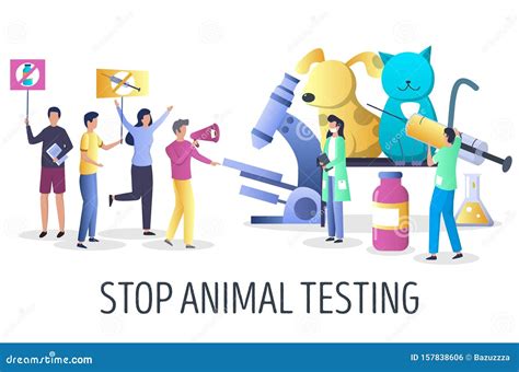 Stop Animal Testing Campaign Vector Concept Illustration Stock Vector