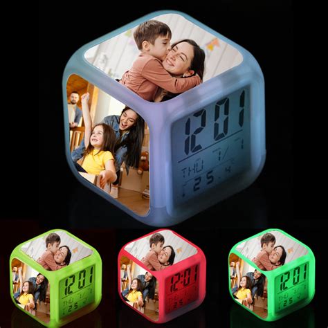 Personalized Cube Led Glow Color Changing Digital Alarm Clock T