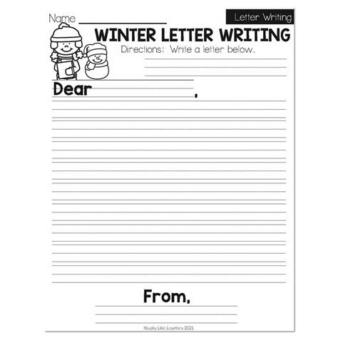 Winter Early Finishers 1st Grade Ela Letter Writing Winter