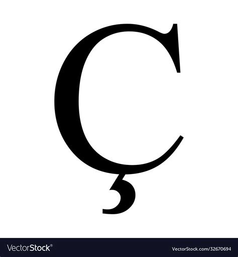 Latin C Cedilla Letter Royalty Free Vector Image