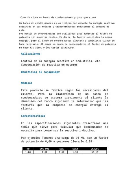 Docx Como Funciona Un Banco De Condensadores Y Para Que Sirve Hot Sex