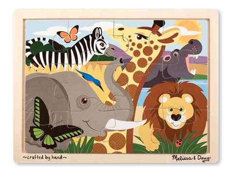 Safari Wooden Jigsaw Puzzle 12 Pieces Toys For 3 4 Year Olds