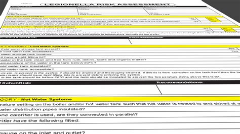 Free Legionella Risk Assessment Form