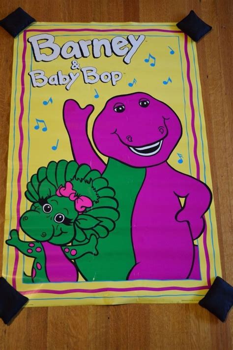 Vintage 1992 Barney And Baby Bop Poster 225 X 345 Purple Dinosaur