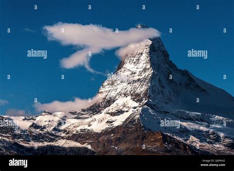 Matterhorn Summit Covered With Clouds Stock Photo Alamy
