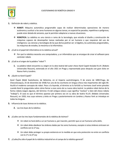 Cuestionario De Rob Tica Grado By Yeison Alvarez Issuu
