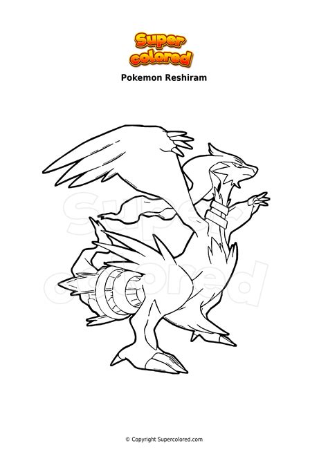 Pokemon Reshiram Coloring Pages Sketch Coloring Page