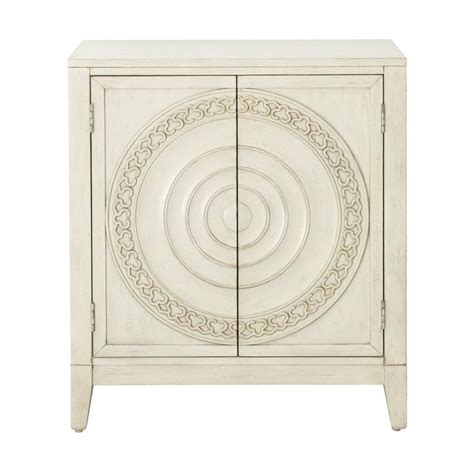 Homefare Traditional Carved Distressed Cream Ornate 2 Door Accent Chest