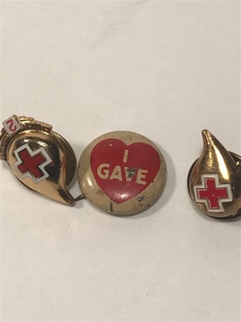 3 Vintage Red Cross Pins I Gave Blood Donation Pinbacks Ebay