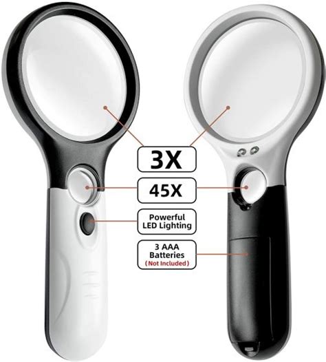3 Led Light 45x Handheld Magnifier Reading Magnifying Glass Lens For R
