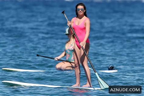 Lea Michele Sexy Pink Swimsuit At A Beach In Hawaii Aznude