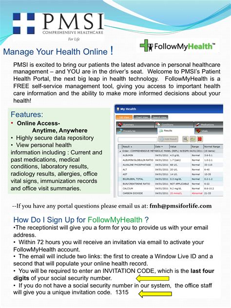Followmyhealth Is Pmsis Online Patient Health Portal Available To Our