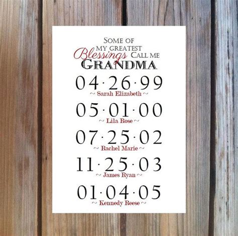 Maybe you would like to learn more about one of these? Grandma Gift Grandchildren Birthday Dates Print ...
