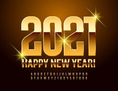 Premium Vector Happy New Year 2021 Modern Gold Font Shiny Elite